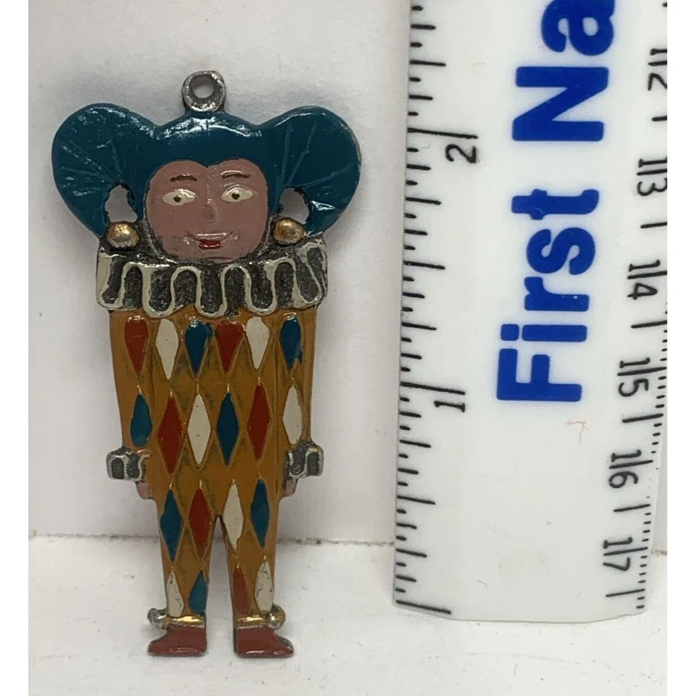 Kuhn Zinn? Pewter Ornament Jester Painted Charm Holiday Christmas Decoration 2”
